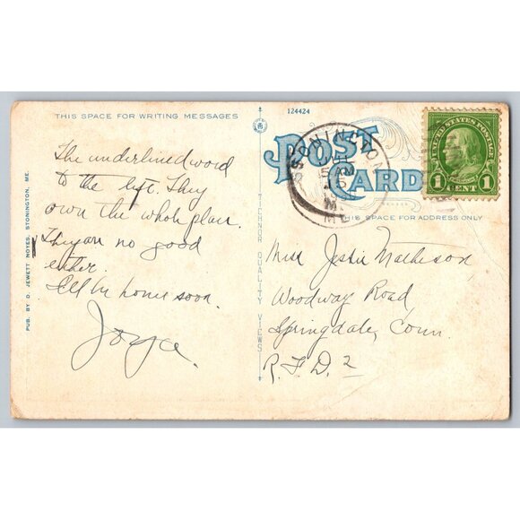 Vintage Postcard View Of The Harbor Stonington ME Early 1900s #1454 - Picture 2 of 2